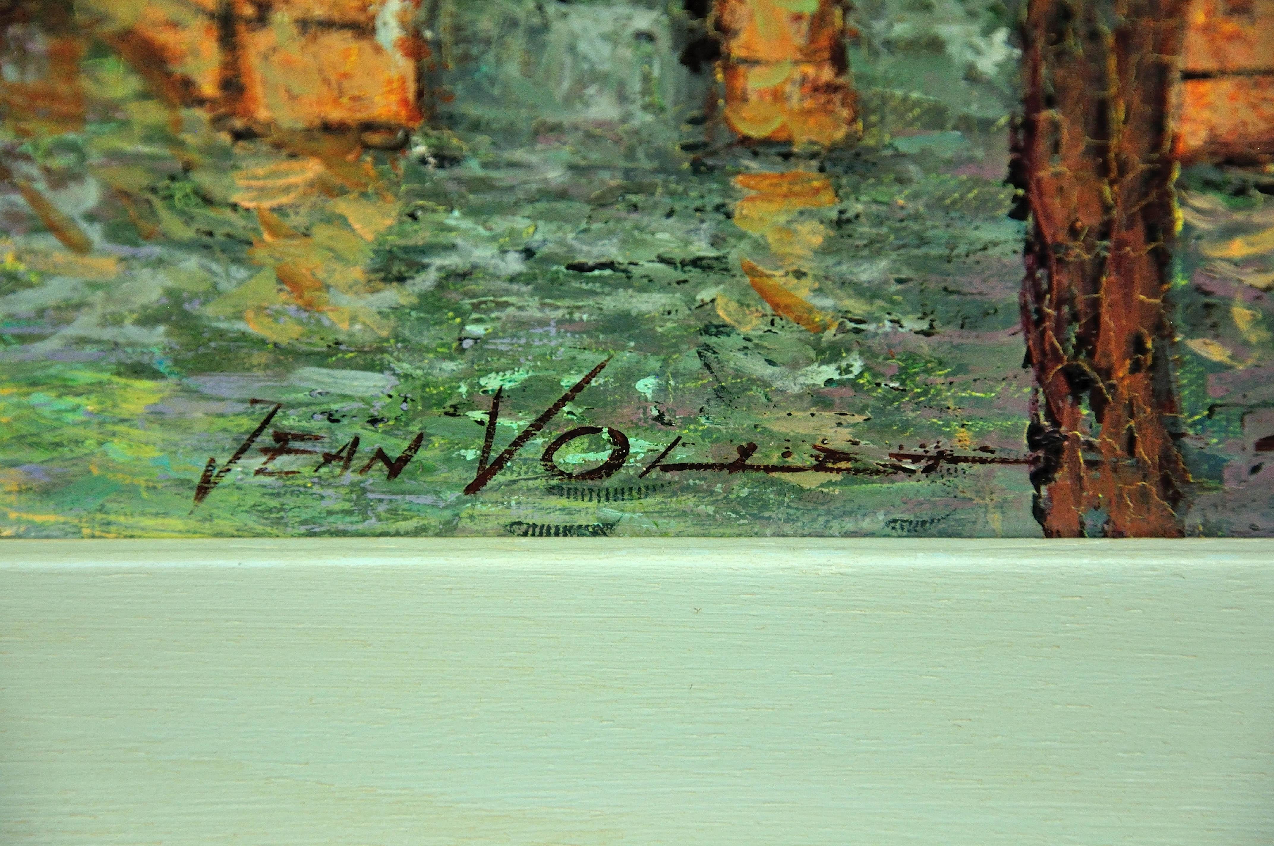 Gerahmtes pointillistisches Ölgemälde des Flusses Eure im alten Viertel von Chartres (Pointillismus), Painting, von Jean Vollet