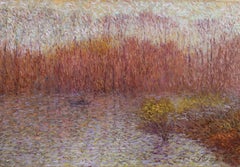 Jean Vollet - Dipinto a olio di paesaggio in stile puntinista di Jean Vollet
