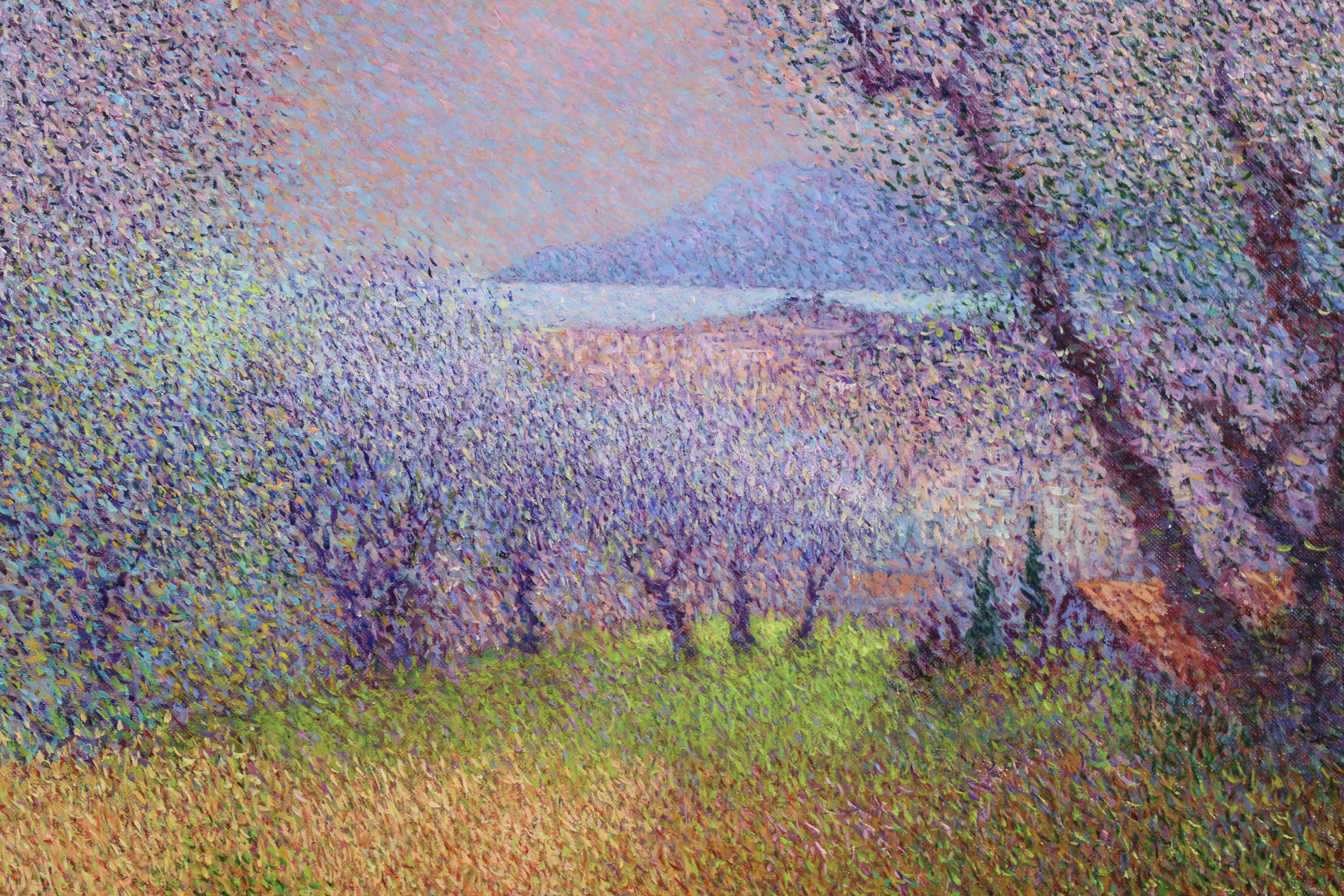Tim Vollet Jean Vollet - Panorama sur Cannes - Pointillist Landscape Oil Painting ...