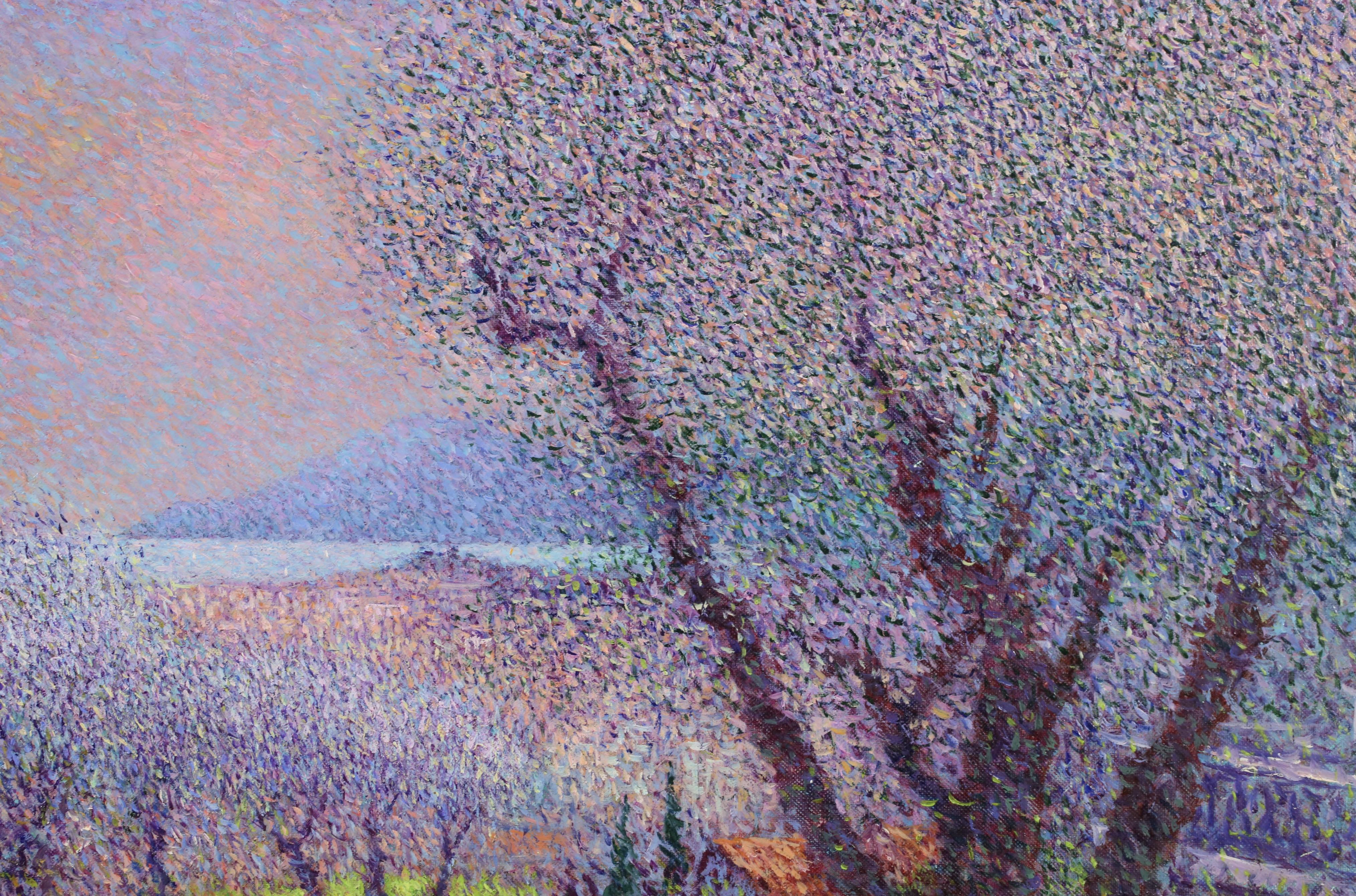 Tim Vollet Jean Vollet - Panorama sur Cannes - Pointillist Landscape Oil Painting ...
