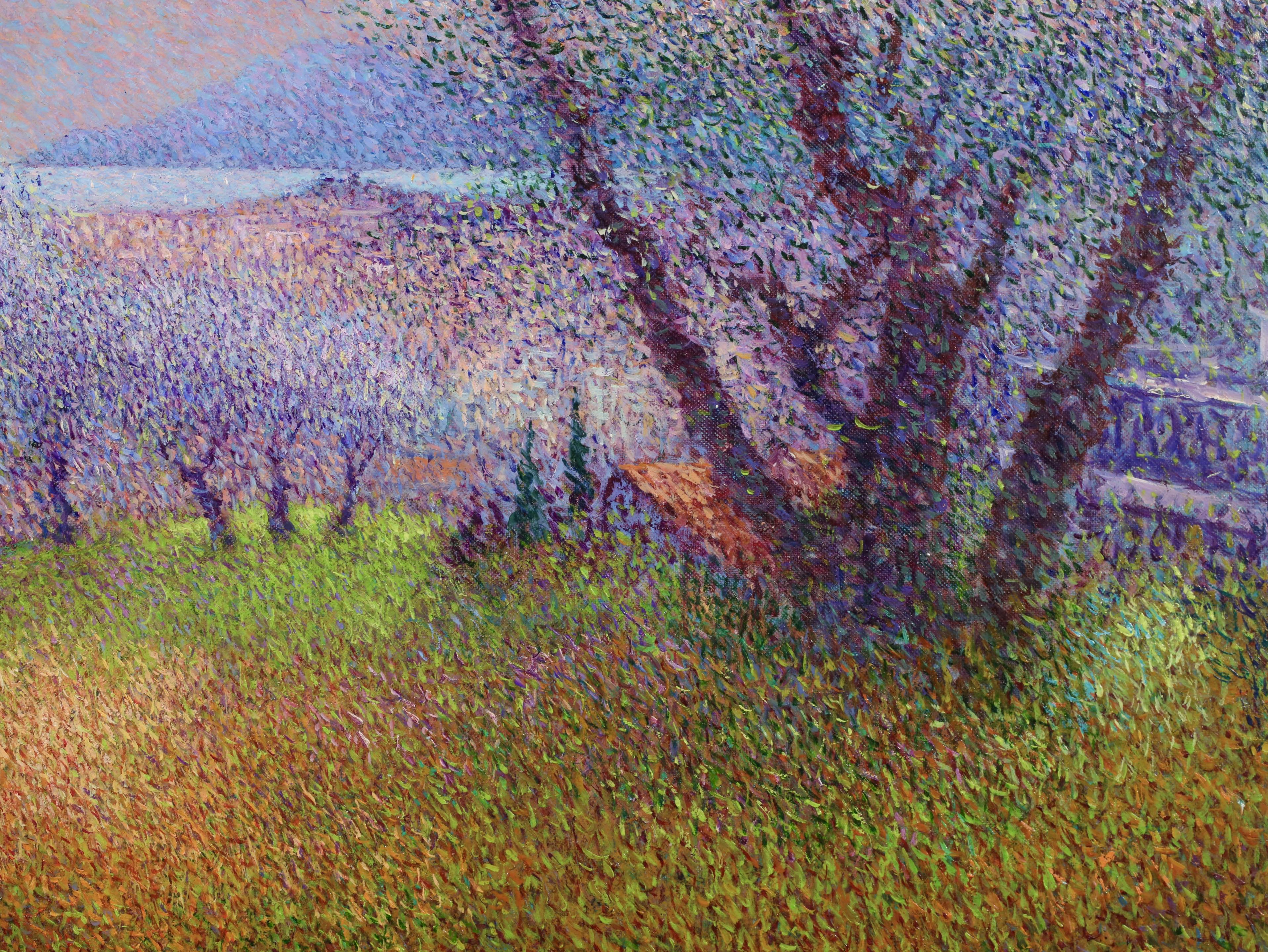 Tim Vollet Jean Vollet - Panorama sur Cannes - Pointillist Landscape Oil Painting ...