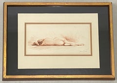 Antique Jean Vyboud "Reclining Nude" Original Pencil Signed Etching C.1920