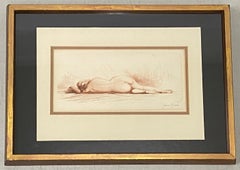 Jean Vyboud "Desnudo reclinado" Grabado original a lápiz firmado C.1920