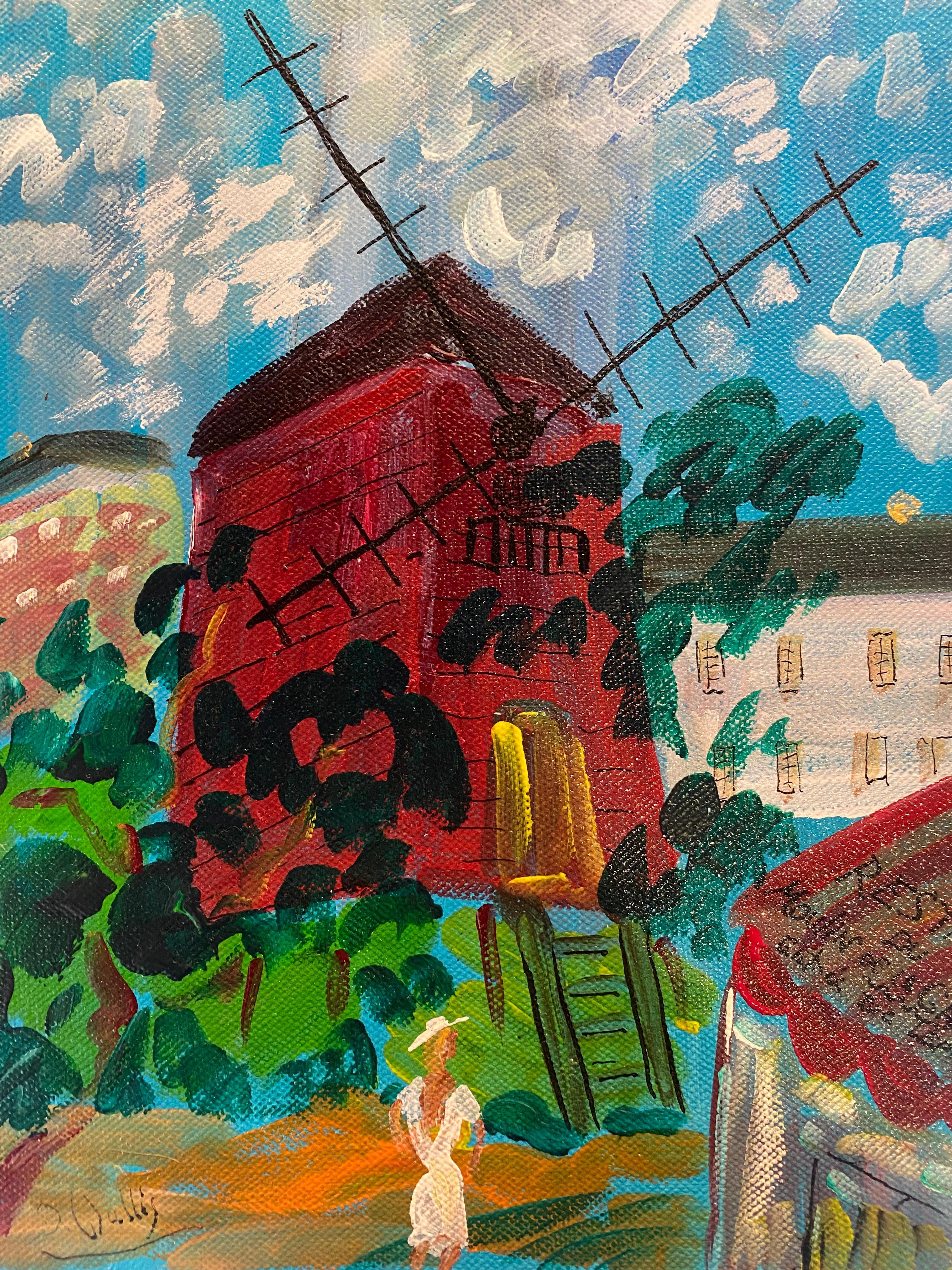 Jean Wallis
The mill of the galette 
Acrylic on canvas / stretcher 
2003
30 x 24 cms
Signed lower left 
Dedication on the back: amoureusement 
450 euros