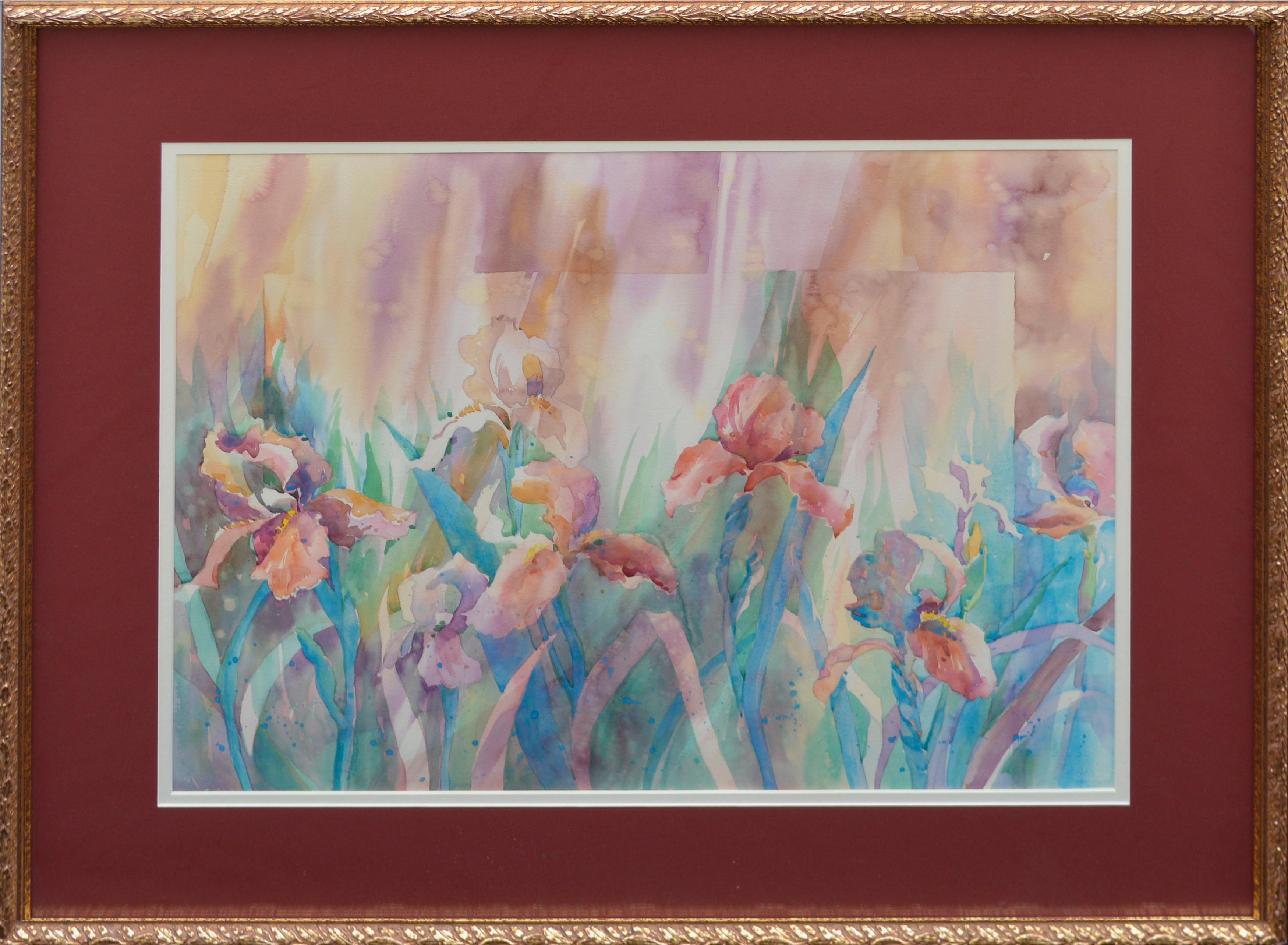 Bearded Irises - Floral Garden Watercolor Still-Life 