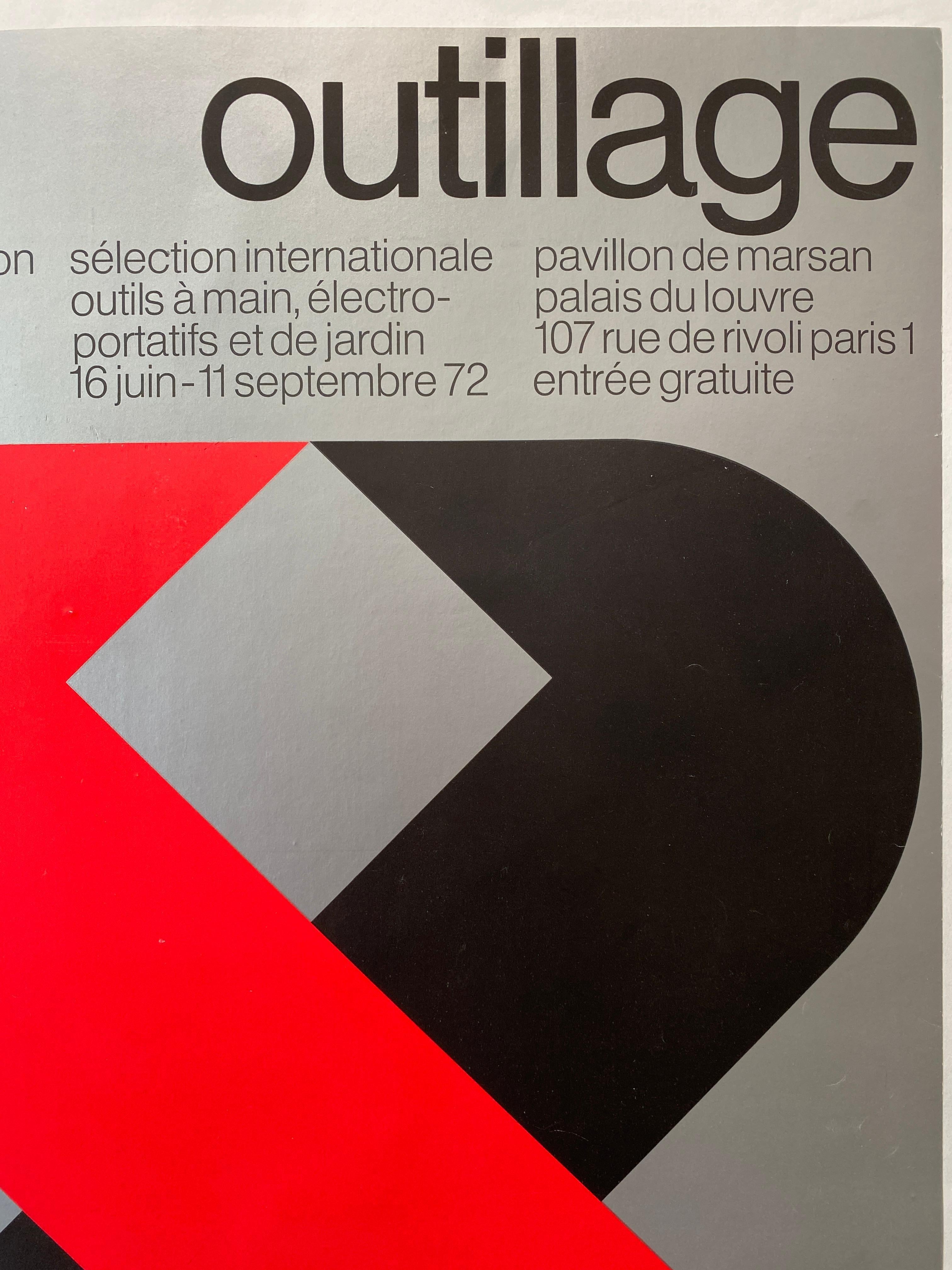 Mid-Century moderno Poster originale di Jean Widmer, 'Outillage', C.C. 1970 in vendita