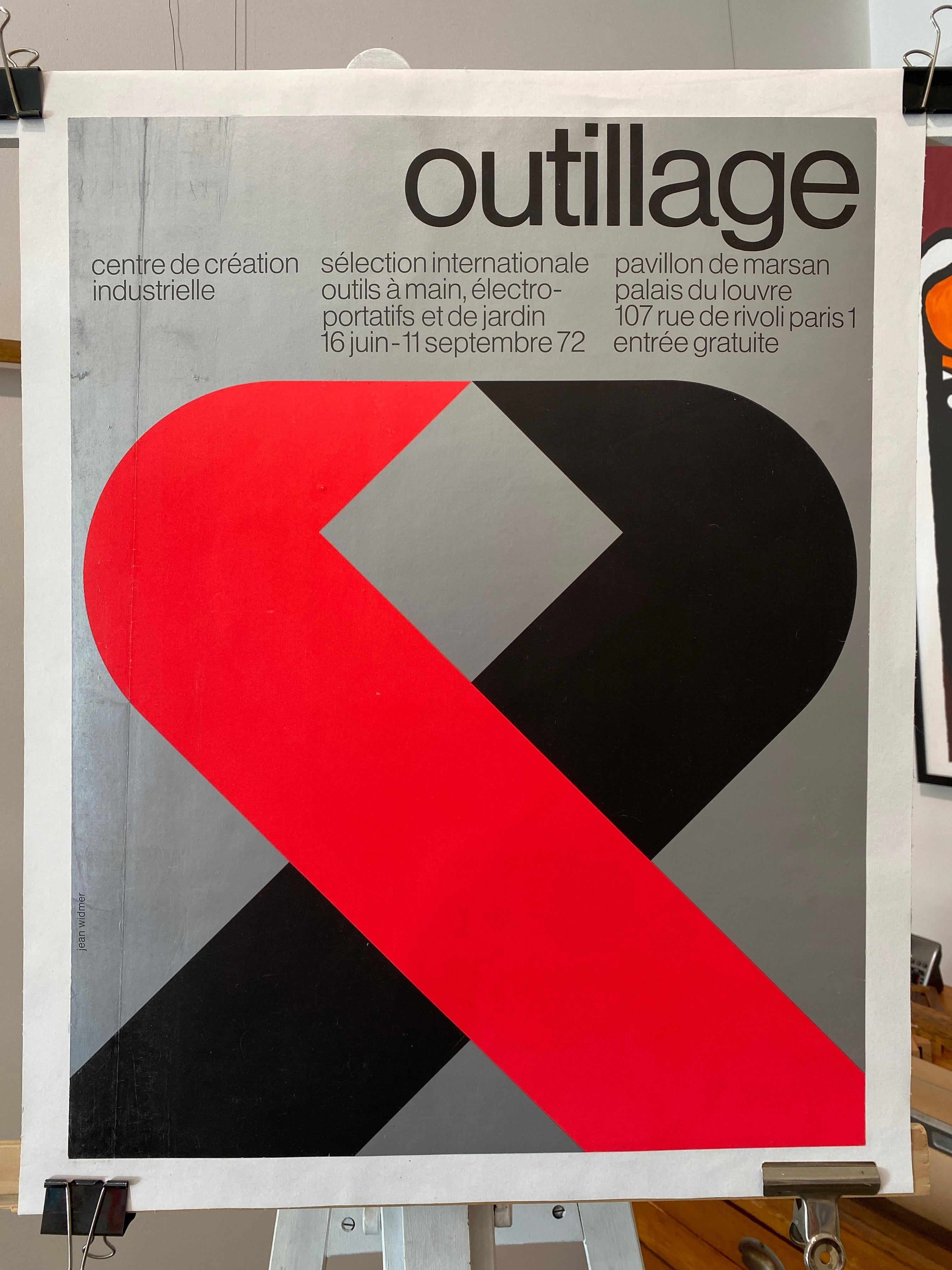 Fine XX secolo Poster originale di Jean Widmer, 'Outillage', C.C. 1970 in vendita