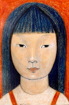 Ritratto di una ragazza asiatica" di Jean Willy Mestach ( 1936 - 2014 )