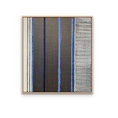 Blauer Löffel, gestreiftes blaues Gemälde auf Leinwand