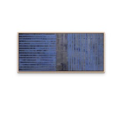 Pliegue Líneas Azules, Obra de arte rectangular sobre lienzo en Azul