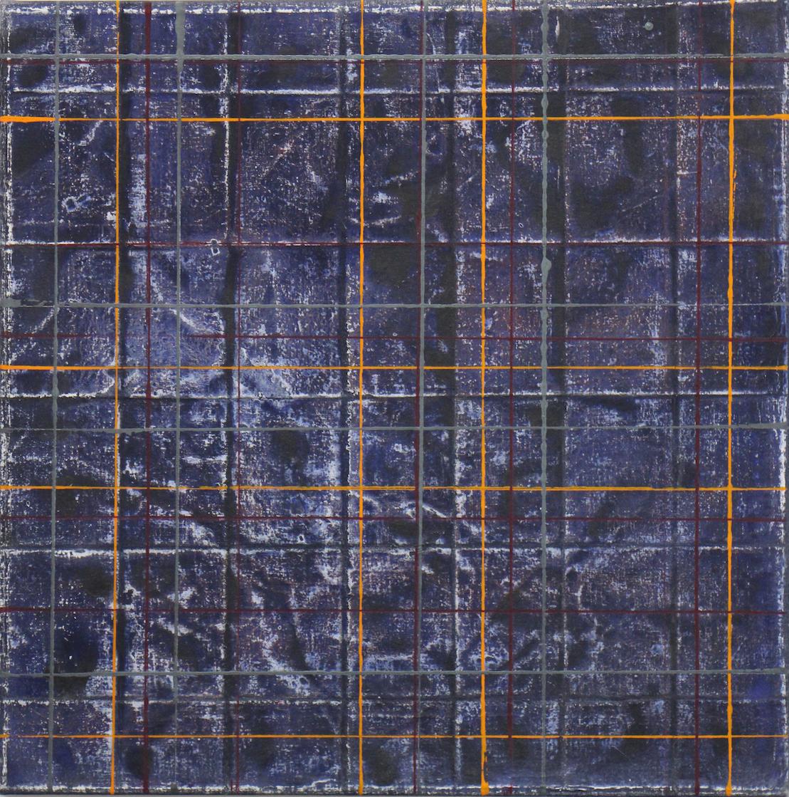 Abstract Painting de Jean Wolff - Cuadro cuadrado acrílico sobre lienzo tela vaquera escocesa