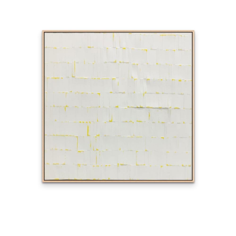 Grande Ryman 2 Giallo, Quadro con riflessi bianchi e gialli su tela - Painting di Jean Wolff