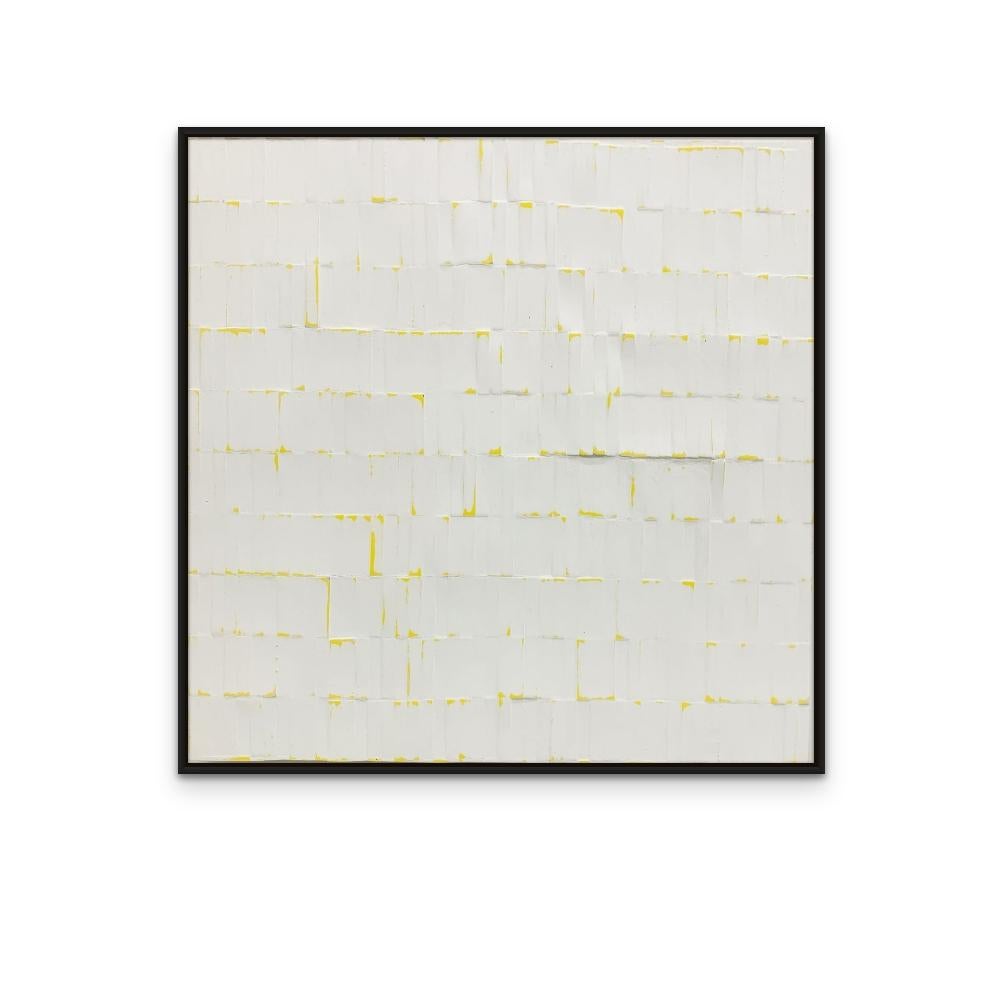 Grande Ryman 2 Giallo, Quadro con riflessi bianchi e gialli su tela - Painting Astratto di Jean Wolff