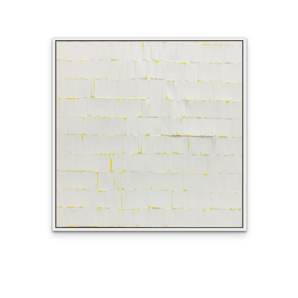Grande Ryman 2 Giallo, Quadro con riflessi bianchi e gialli su tela - Abstract Painting Grigio di Jean Wolff
