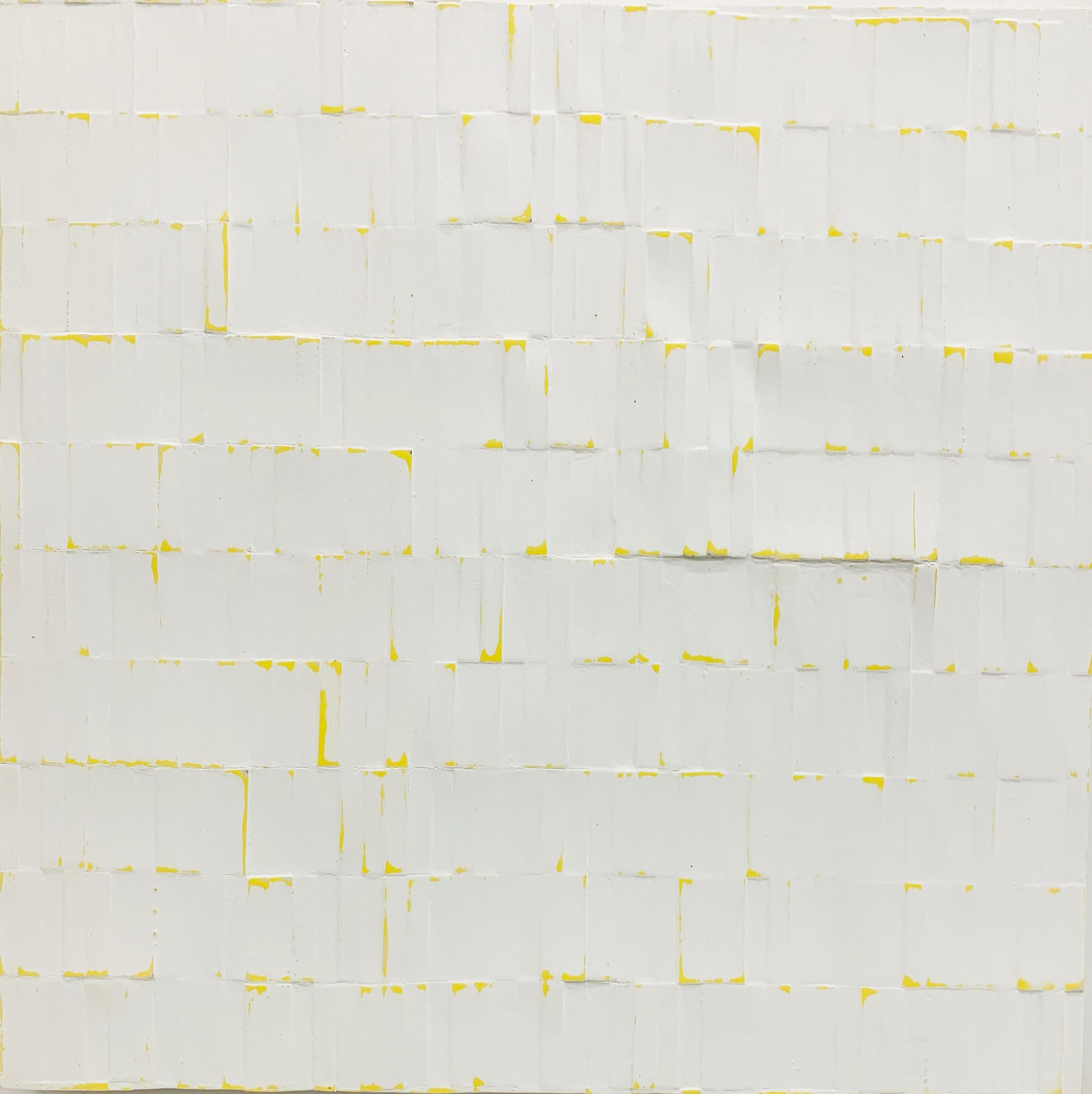 Abstract Painting di Jean Wolff - Grande Ryman 2 Giallo, Quadro con riflessi bianchi e gialli su tela