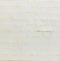 Large Ryman 2 Yellow, Square Painting in White and Yellow highlights on Canvas