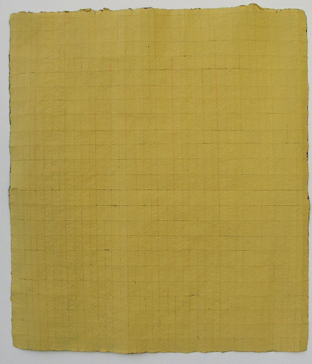 Jean Wolff Abstract Painting - Naples Yellow Fold - Original Abstract Minimal Painting - Acrylic on Paper 