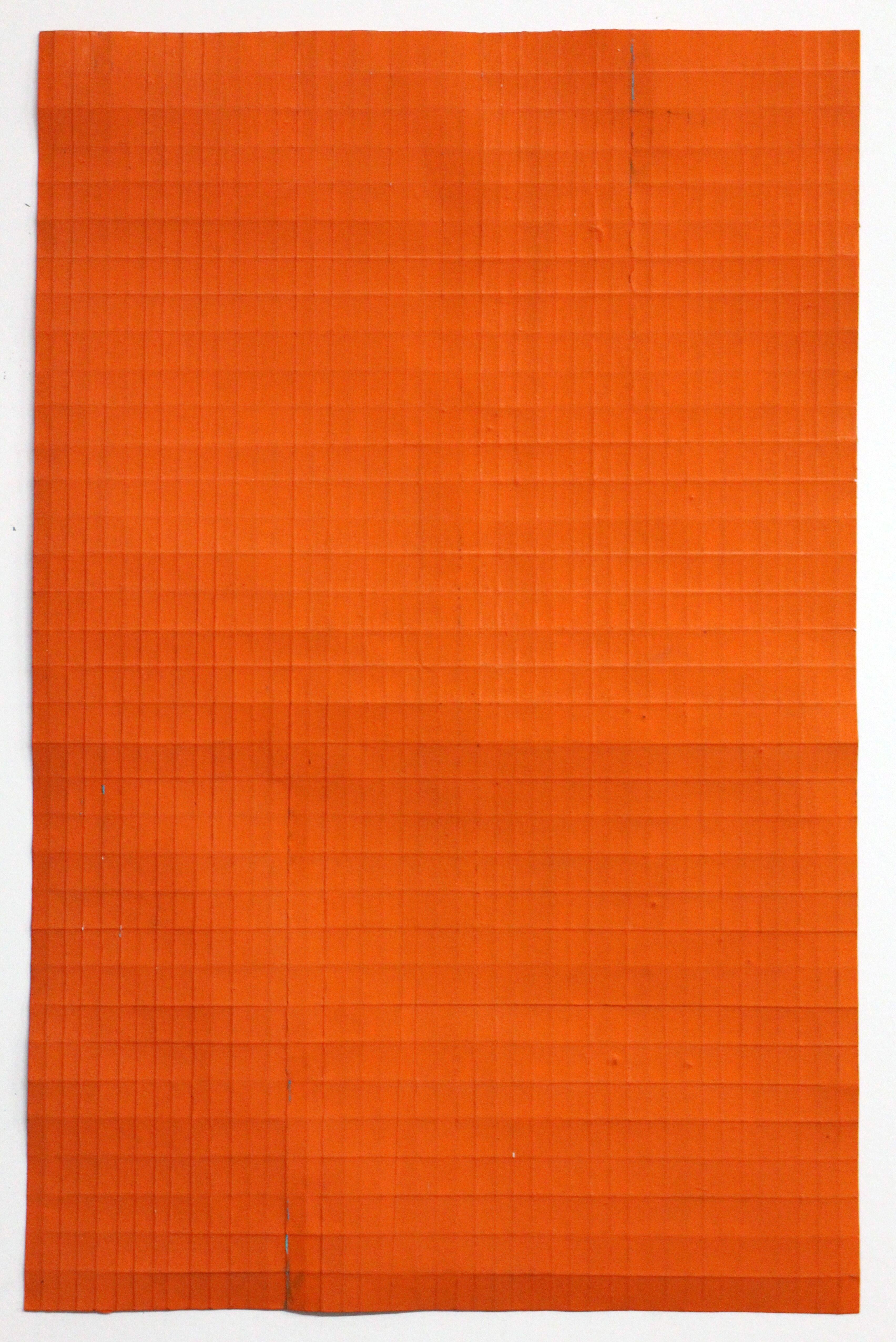 Orange Fold - Original Abstract Minimal Painting - Acrylic on Paper  – Mixed Media Art von Jean Wolff