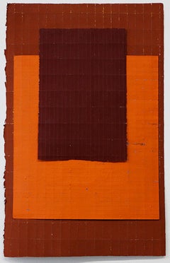 Orange Layered - Original Abstract Painting - Acrylic, Crayon on Folded Paper