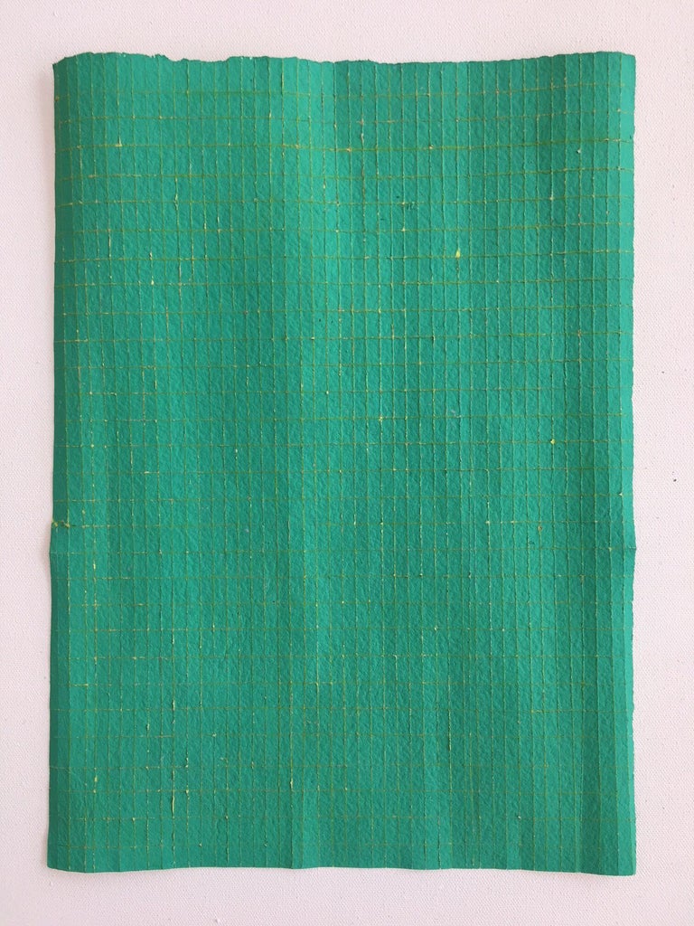 Veronese Green - Original Abstract Minimal Painting - Acrylic on Paper  - Mixed Media Art by Jean Wolff