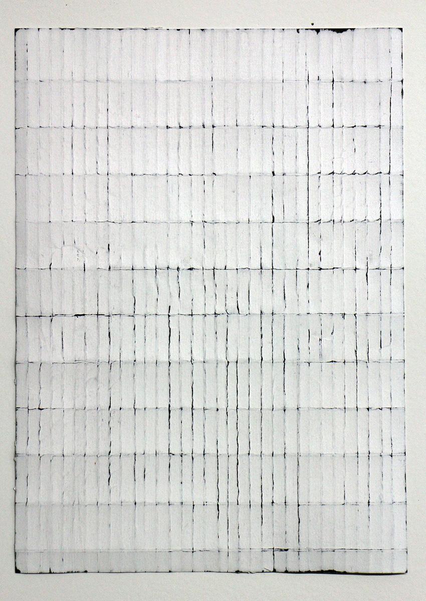 Jean Wolff Abstract Painting - White Black Fold - Original Abstract Minimal Painting - Acrylic on Folded Paper 