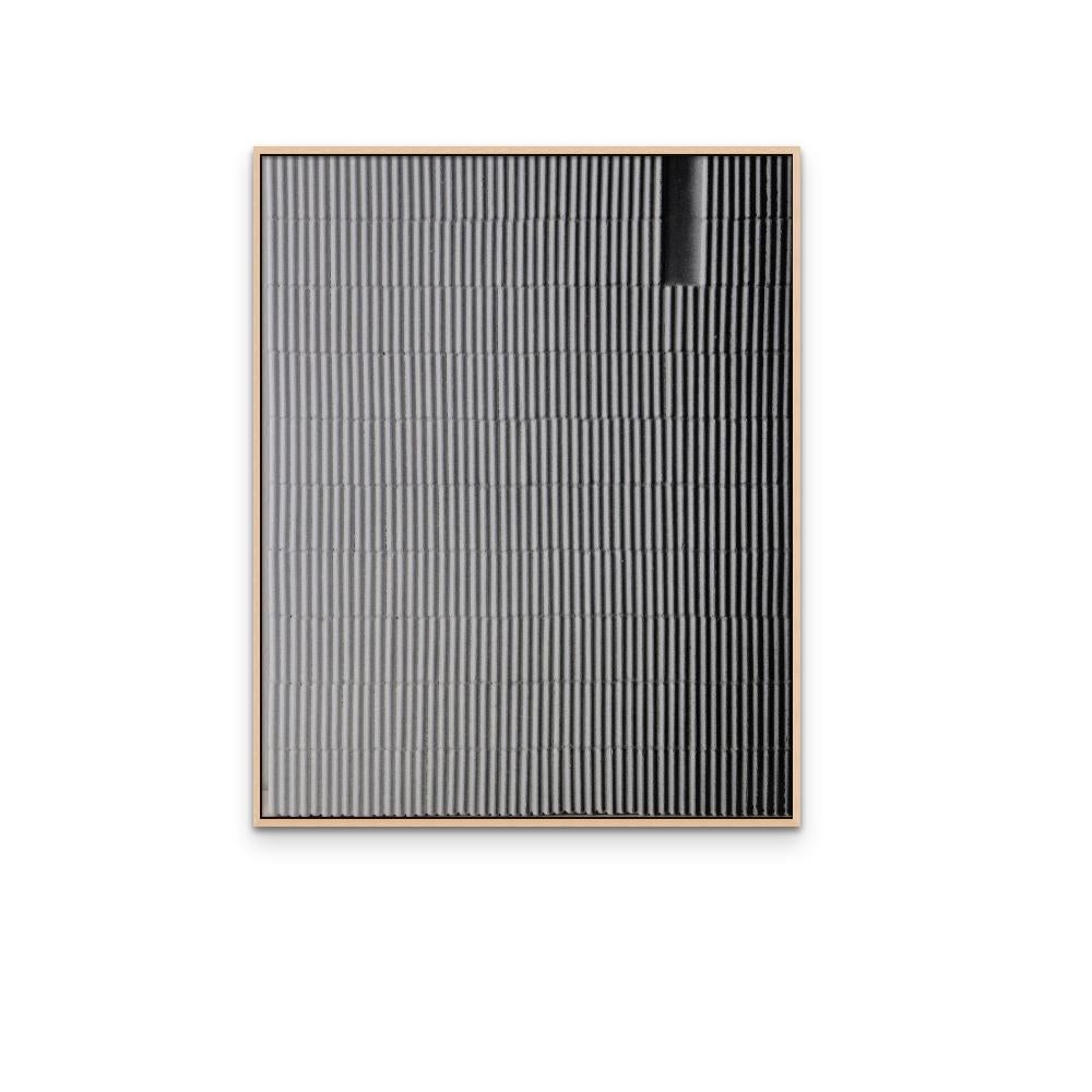 Blanco Negro Varilla, Esmalte y Madera sobre Panel Pintura - Painting de Jean Wolff