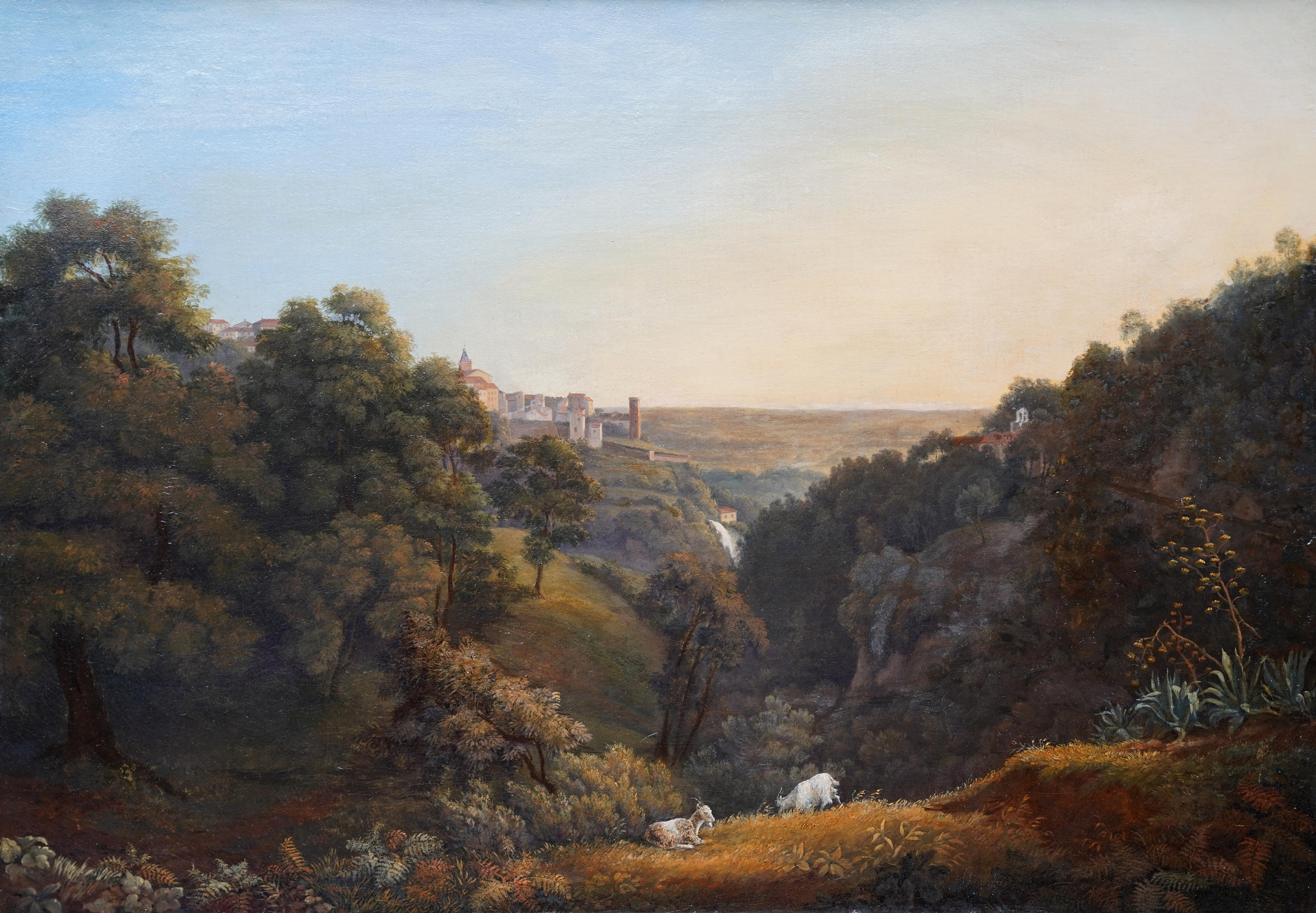 Tivoli Landscape - French 19th century art Italian landscape oil painting goats 6