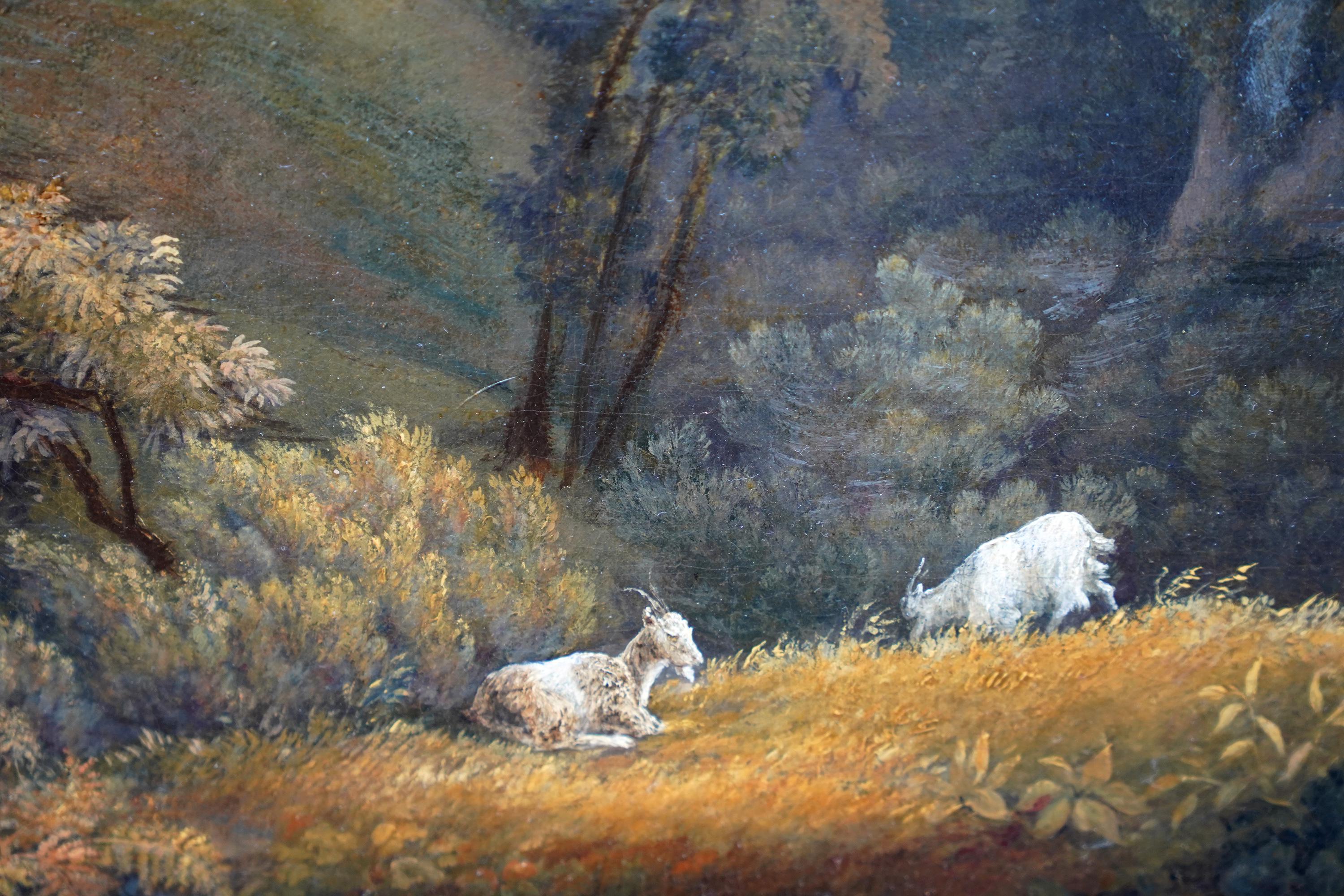 Tivoli Landscape - French 19th century art Italian landscape oil painting goats 2