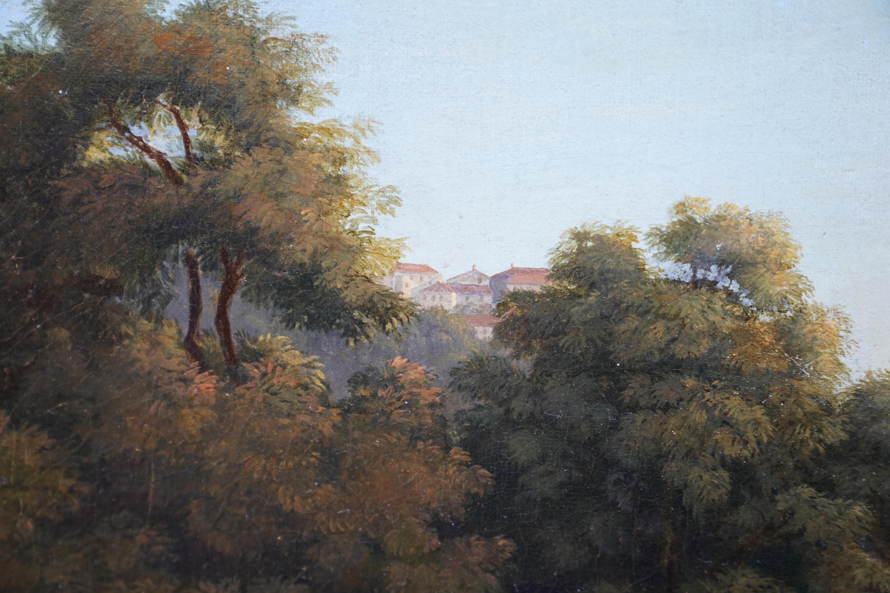Tivoli Landscape - French 19th century art Italian landscape oil painting goats 3