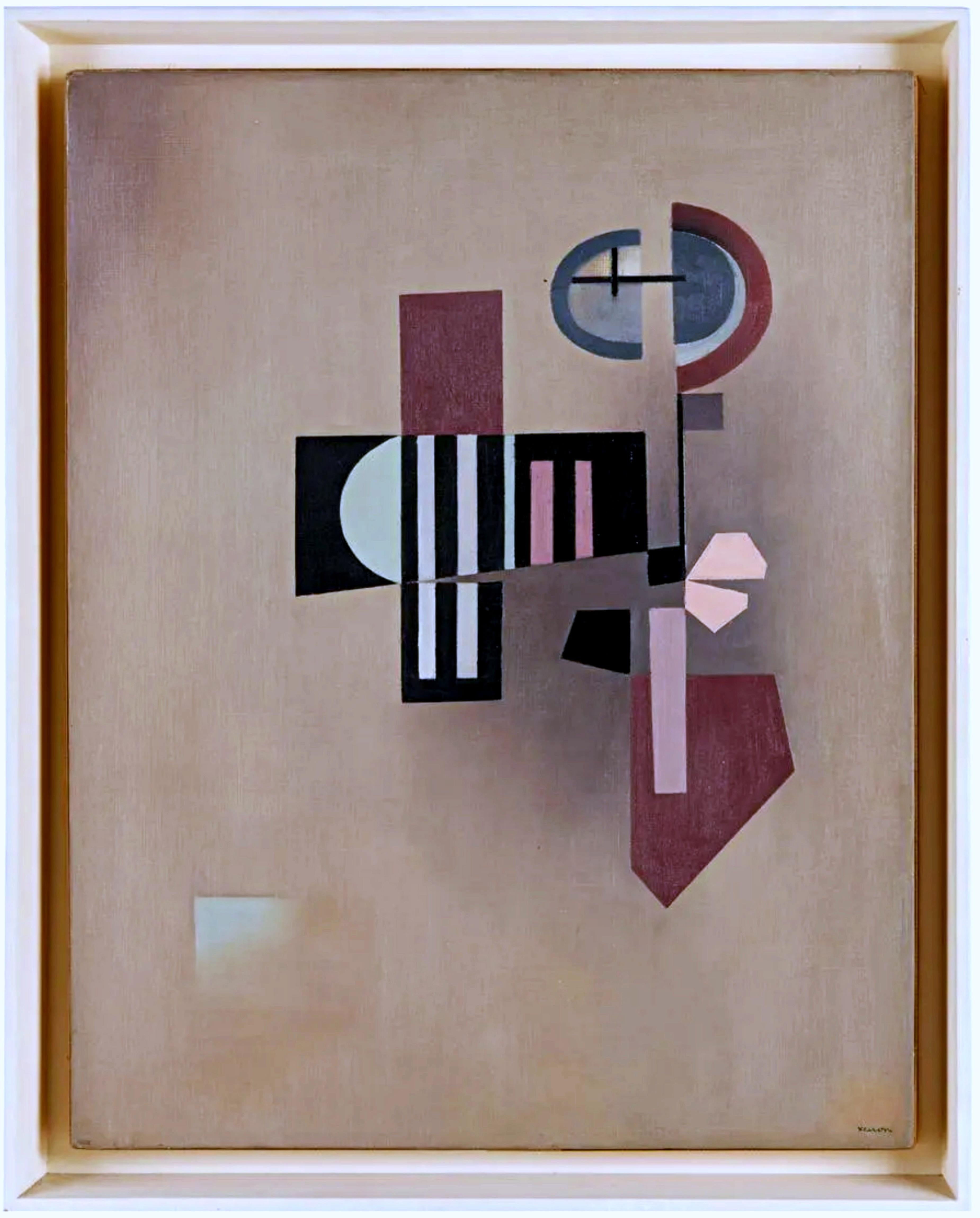 Abstract Painting Jean Xceron - Composition No. 257 (Ex-collection du Solomon R. Guggenheim Museum avec Label)