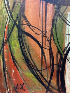 Peinture à l'huile abstraite figurative cubiste grecque Jean Xceron représentant un améthyste