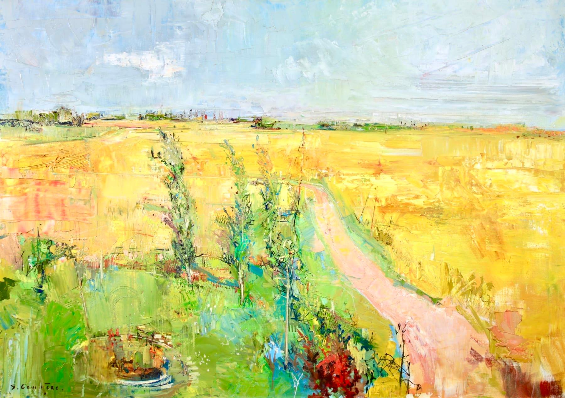 Paysage - Post Impressionist Oil, Summer Landscape by Jean Yves Commere - Painting by Jean Yves Commère