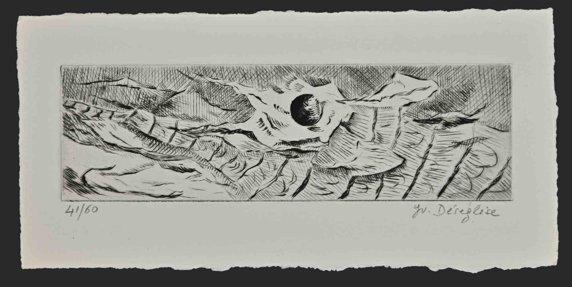 Jeanette Deseglise Figurative Print - Abstract Composition - Original Etching by Jeanette Déséglise - mid-20 Century 