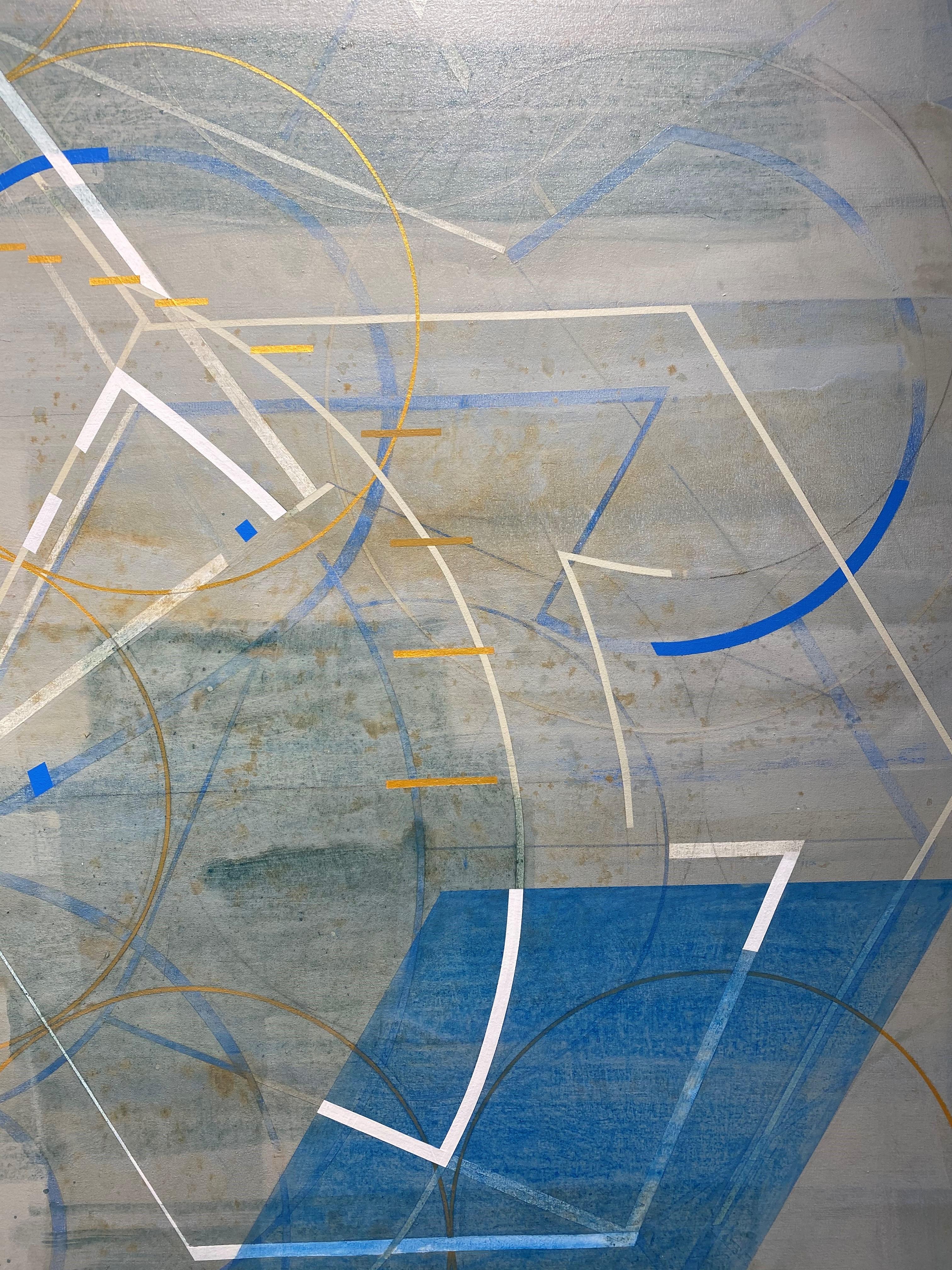 Balance & Beam, Locus in Transit #2 (Abstract Geometric Acrylic on Linen, Blue) For Sale 2