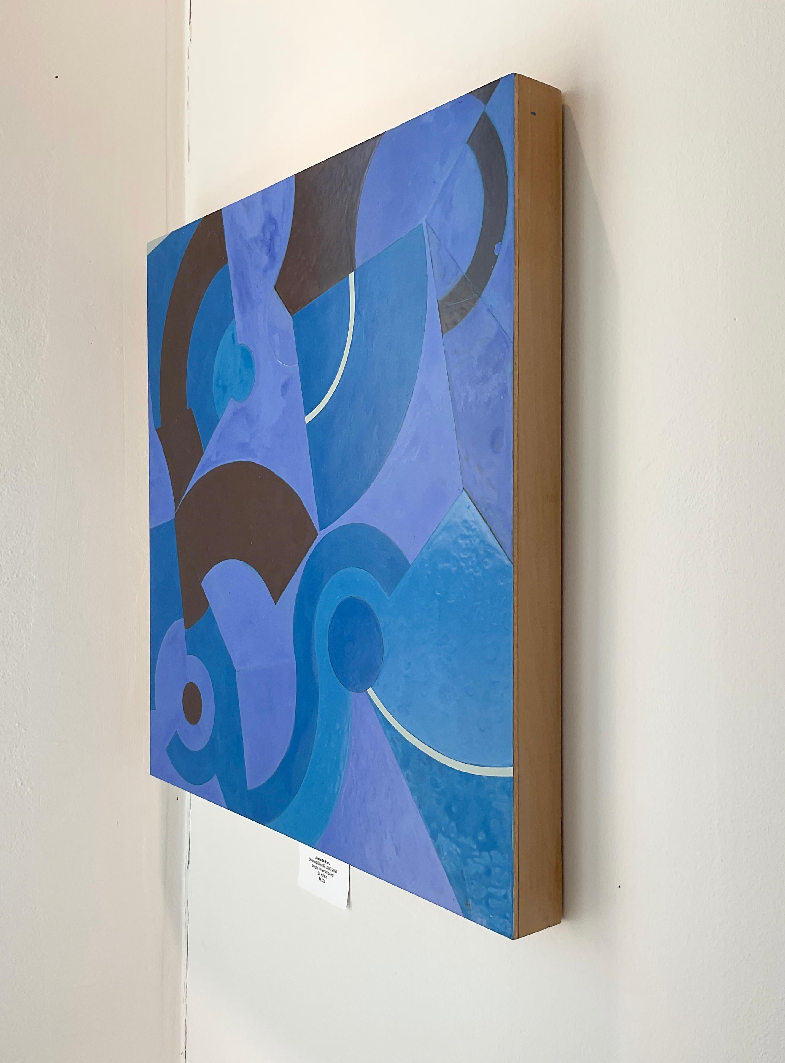 Divining Blue #2 (peinture abstraite géométrique en bleu et noir) - Painting de Jeanette Fintz