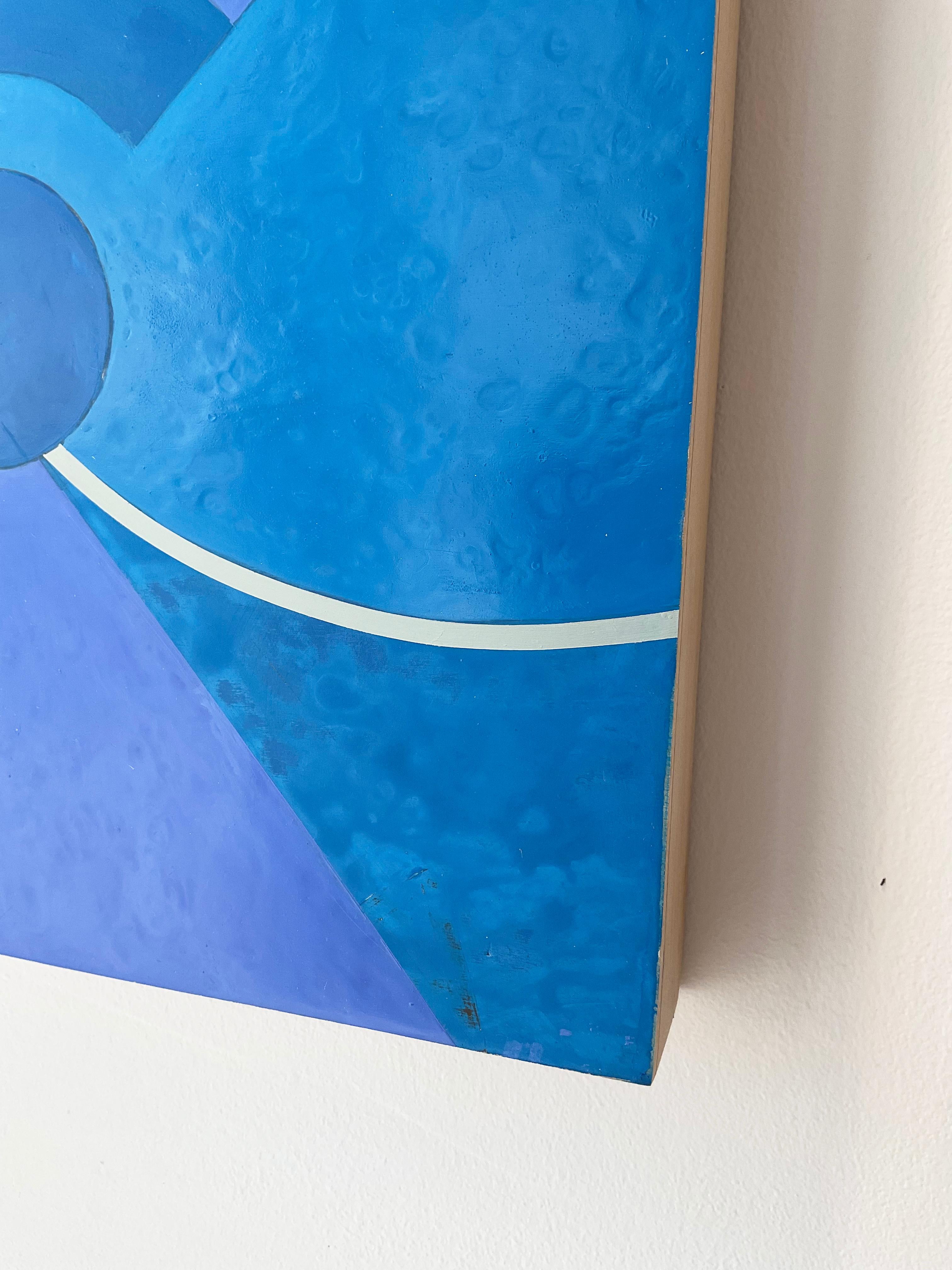 Divining Blue #2 (peinture abstraite géométrique en bleu et noir) - Géométrique abstrait Painting par Jeanette Fintz