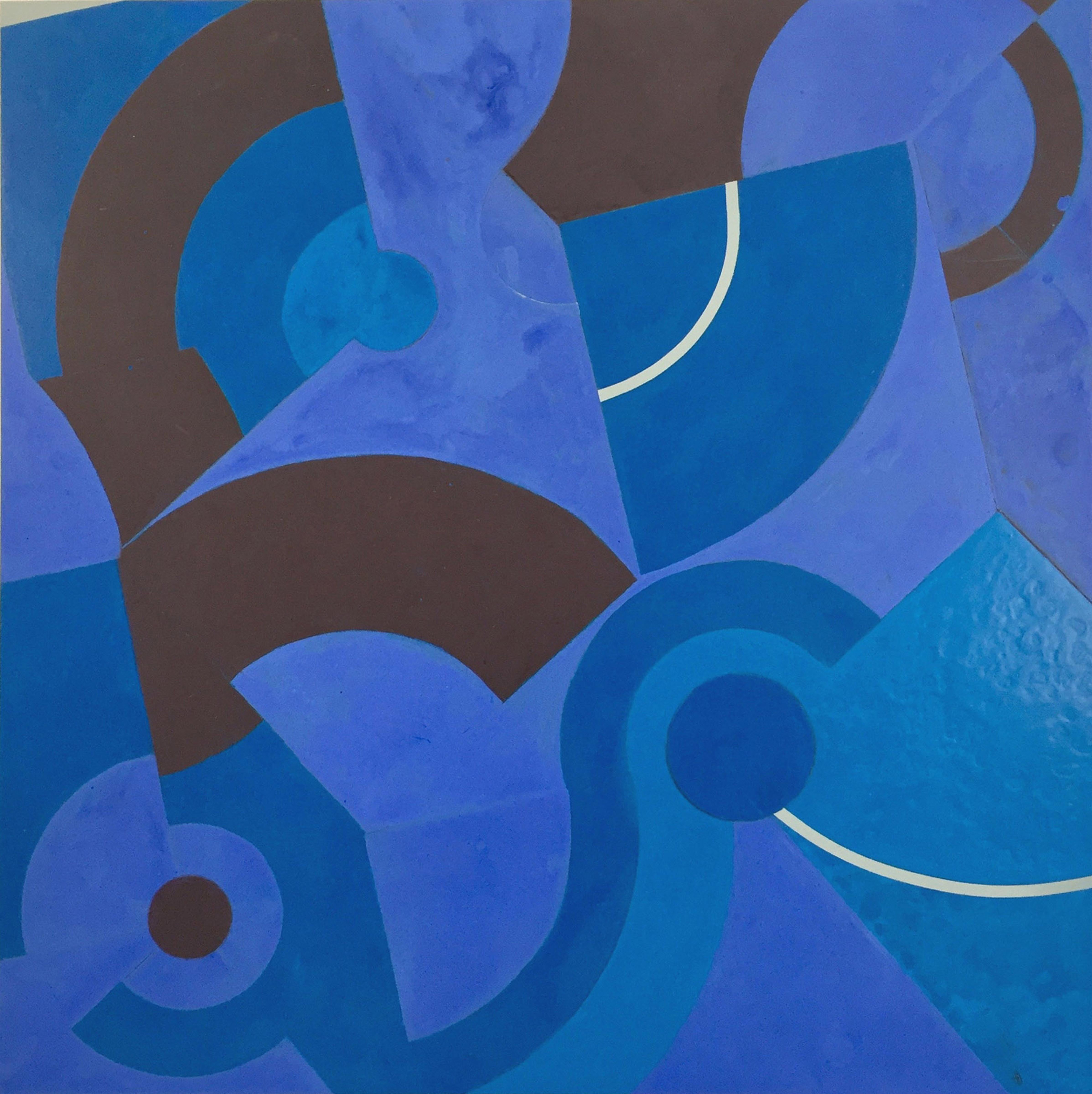 Abstract Painting Jeanette Fintz - Divining Blue #2 (peinture abstraite géométrique en bleu et noir)