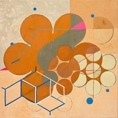 Goddess of the Expansion (Abstract Geometric Painting in Orange, Pink, Neutral)