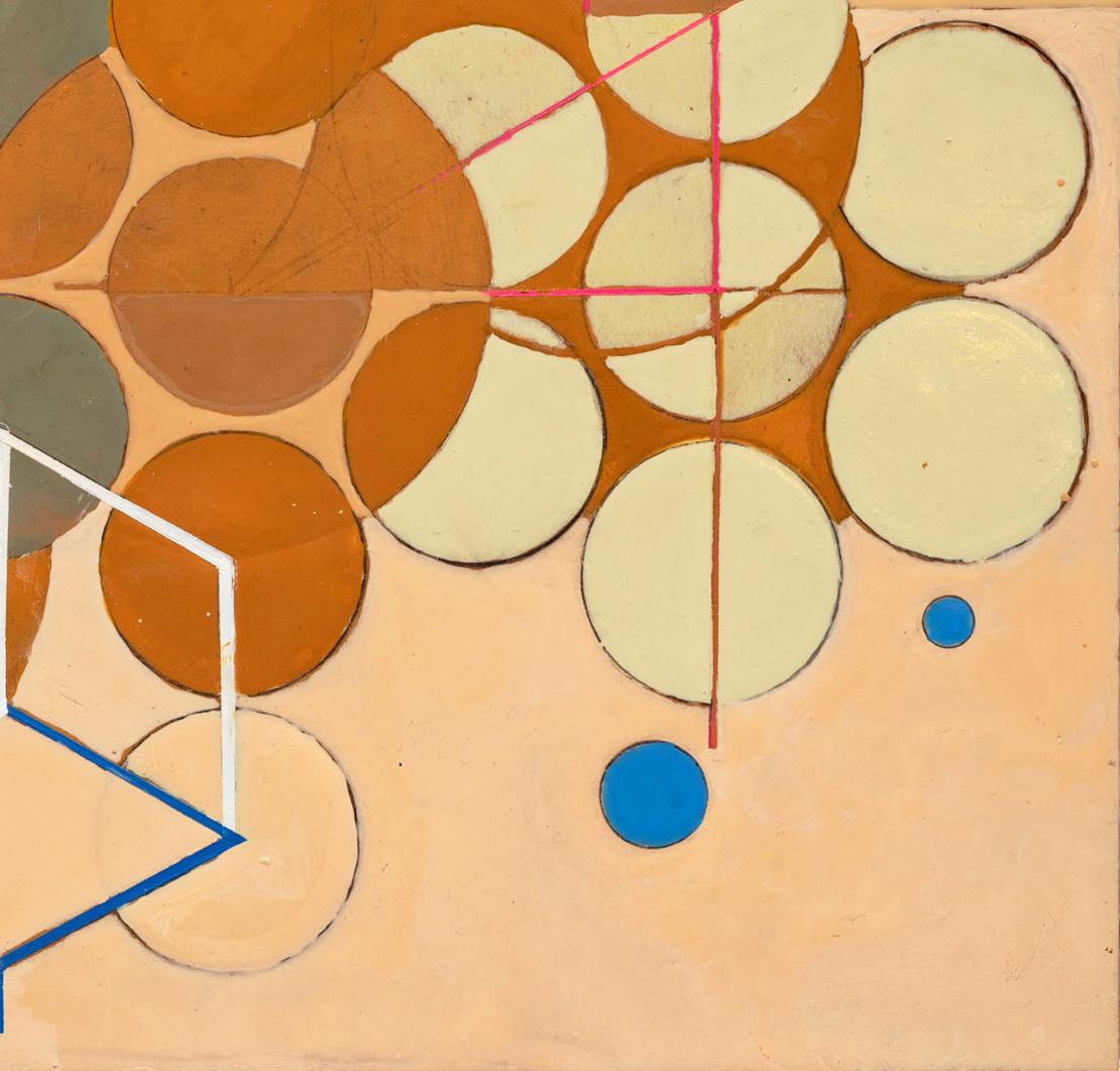 Déesse de l'expansion (peinture géométrique abstraite en orange, rose et neutre) - Painting de Jeanette Fintz