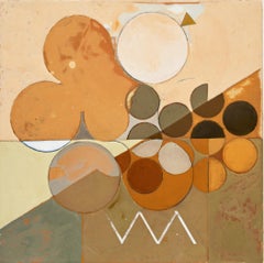 Vintage Goddess of the Subtle Matrix #2 (Abstract geometric painting, Orange & Neutrals)