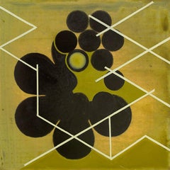  Green Mother #2 (Mid Century Inspired Abstract Geometric Painting, Moss Green)