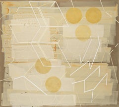 Used Passing Through #2 (Geometric Abstract Painting in Yellow, Beige and White)