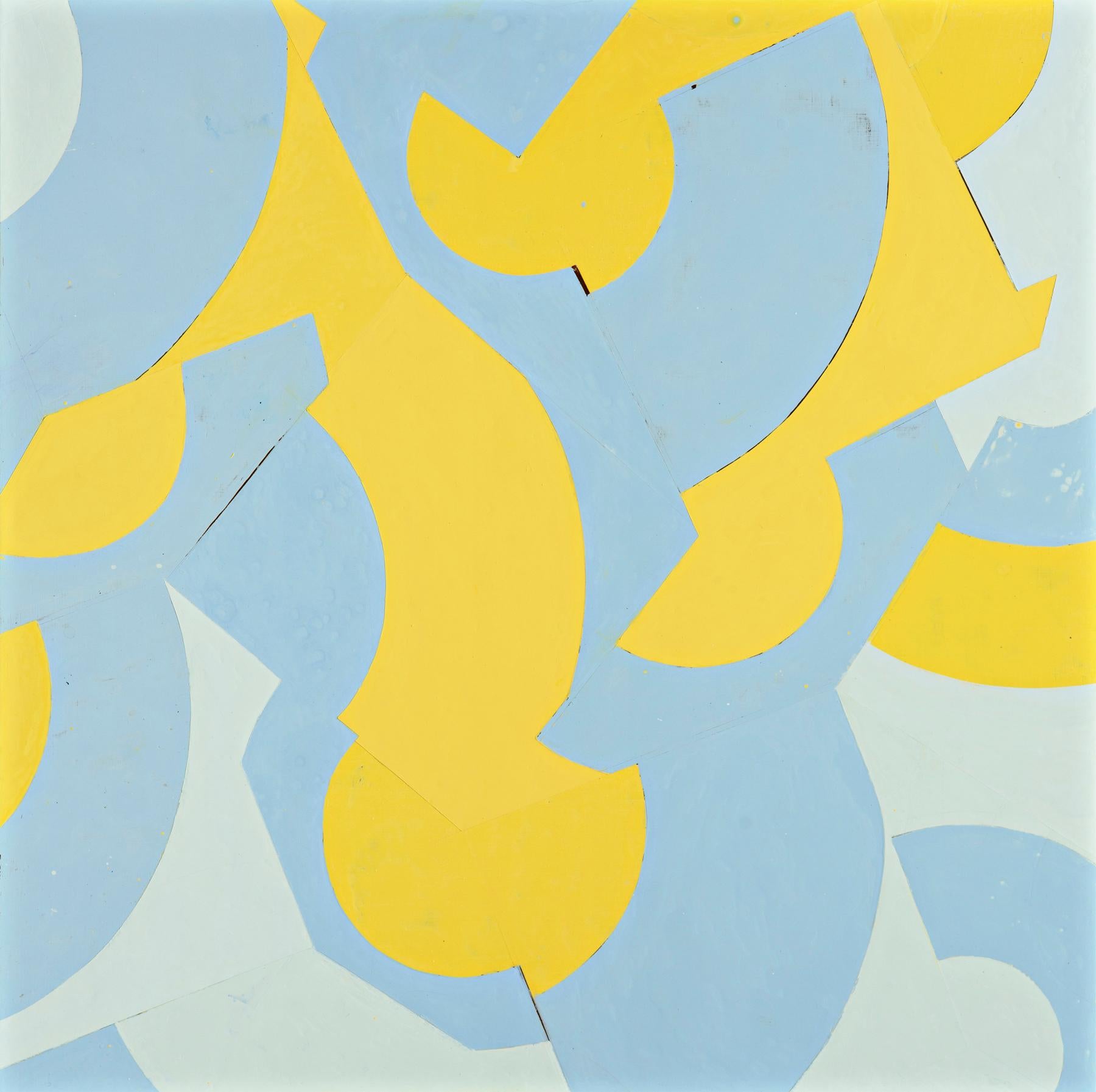 Abstract Painting Jeanette Fintz - The Illusion of Separation #8 (peinture abstraite géométrique en bleu et jaune)