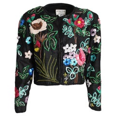 Jeanette Kastenberg St Martin Jacke Bolero Abend Seide Floral Pailletten 1980er Jahre L
