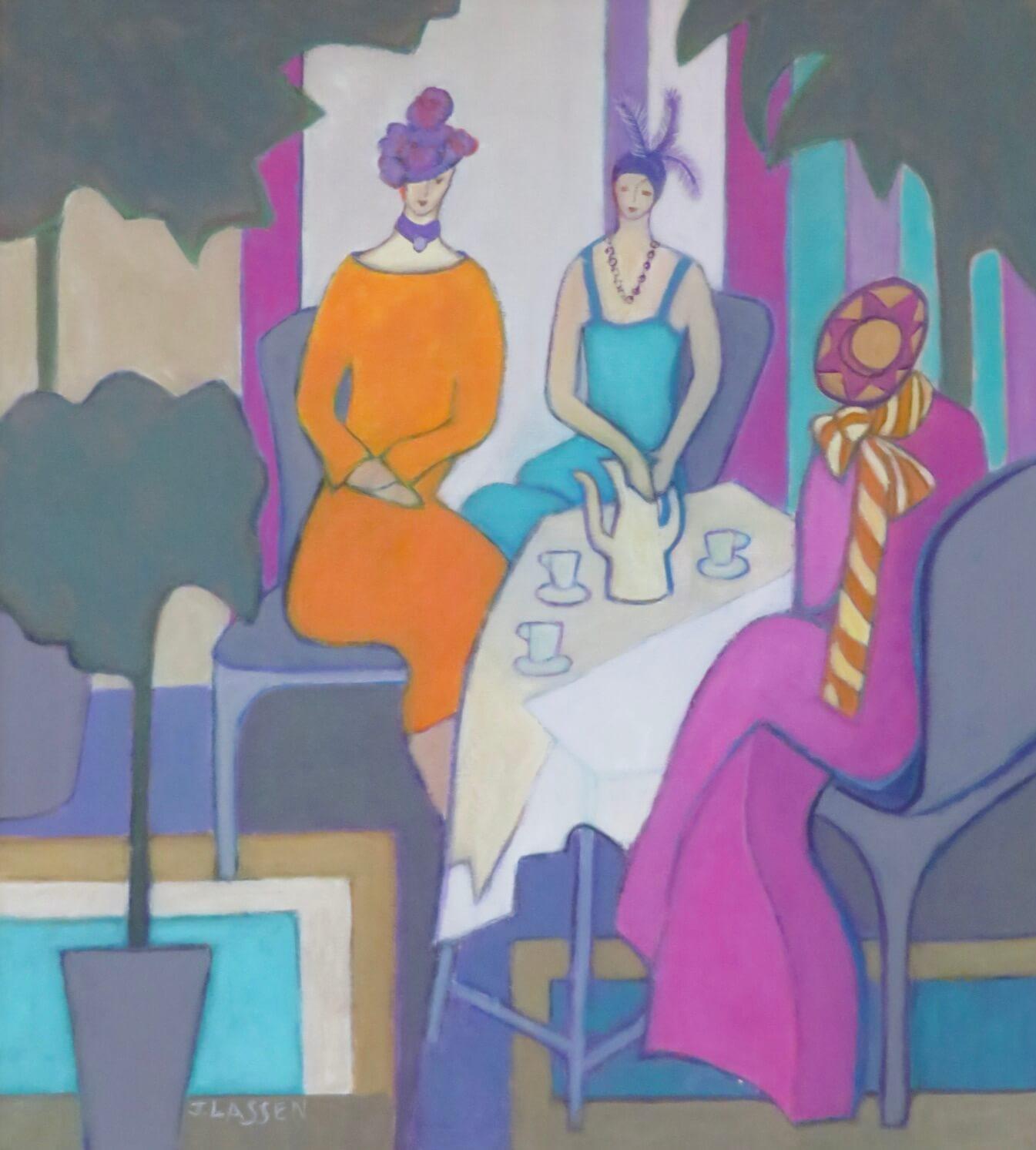 Pintura al óleo figurativa escocesa EXPRESIONISTA ORIGINAL de JEANETTE LASSEN - Painting Contemporáneo de JEANETTE LASSEN 