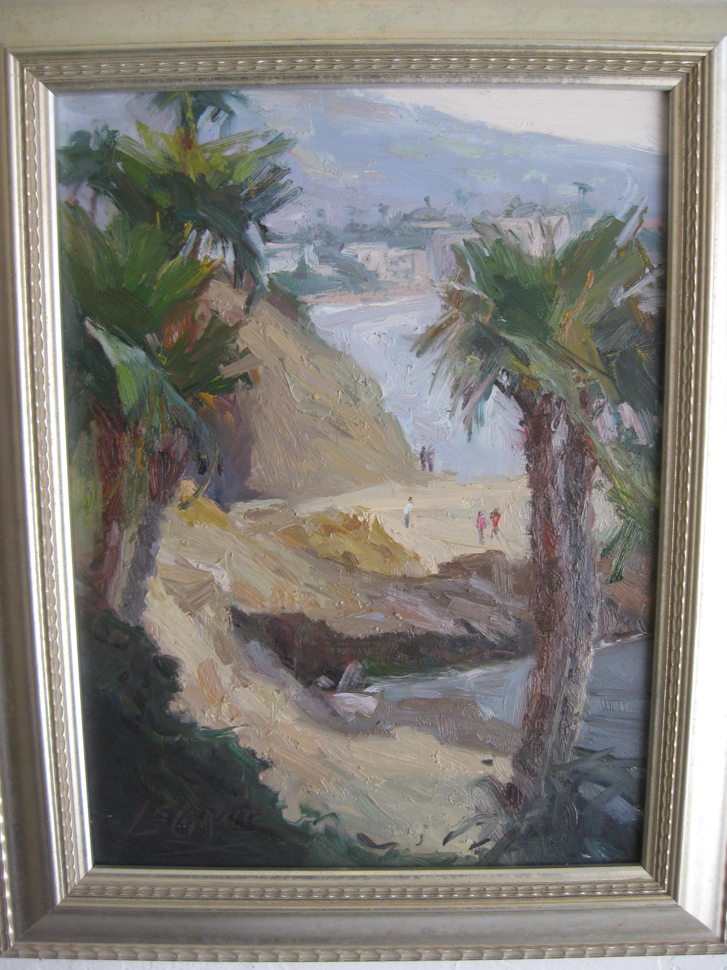 Impressionistisches Ölgemälde von Jeanette Le Grue aus dem kalifornischen Strand Santa Barbara im Zustand „Hervorragend“ im Angebot in San Diego, CA