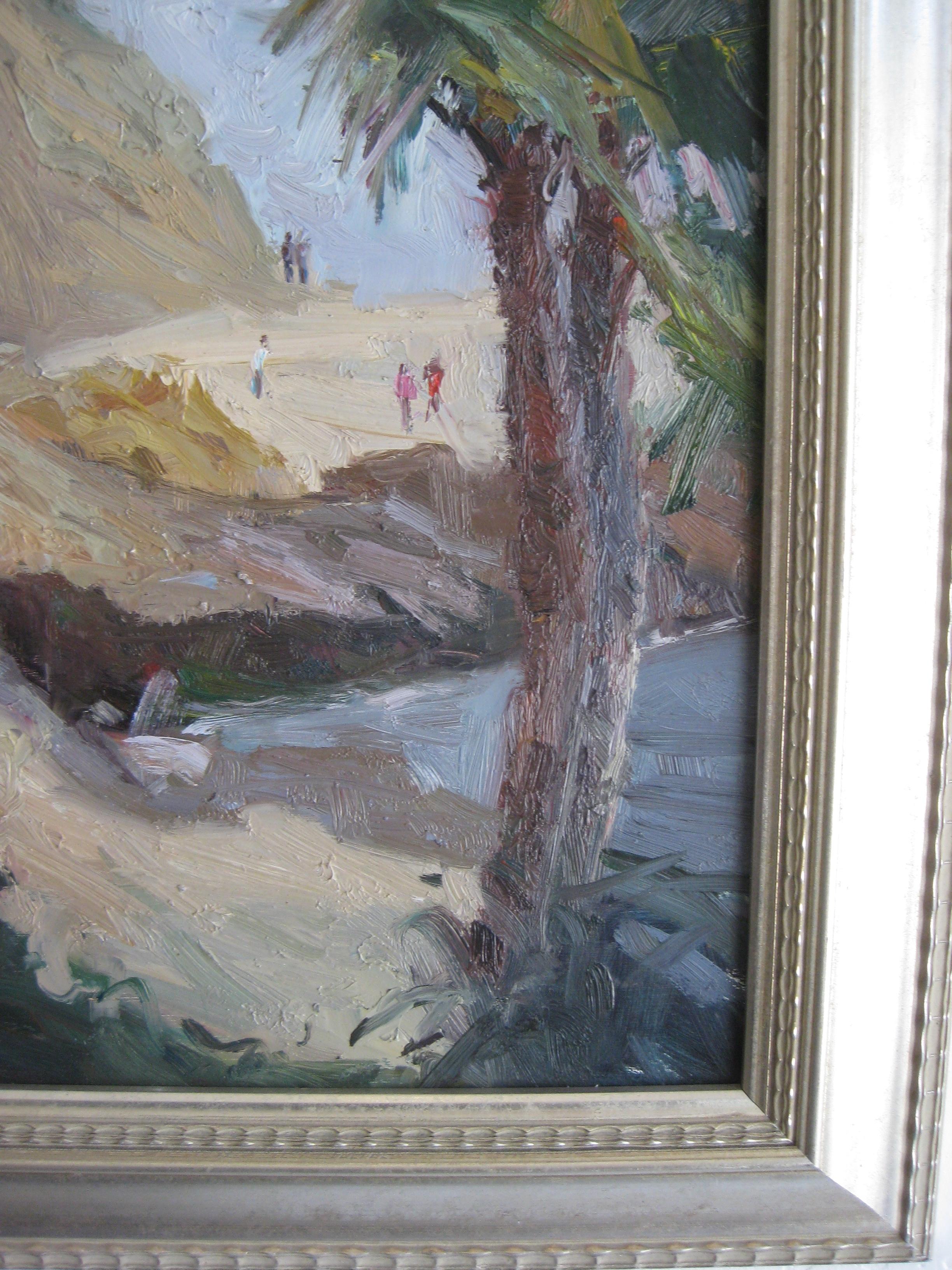Masonite Jeanette Le Grue Impressionist Oil Painting California Beach Santa Barbara For Sale