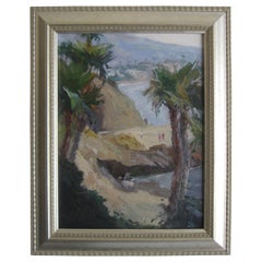 Vintage Jeanette Le Grue Impressionist Oil Painting California Beach Santa Barbara