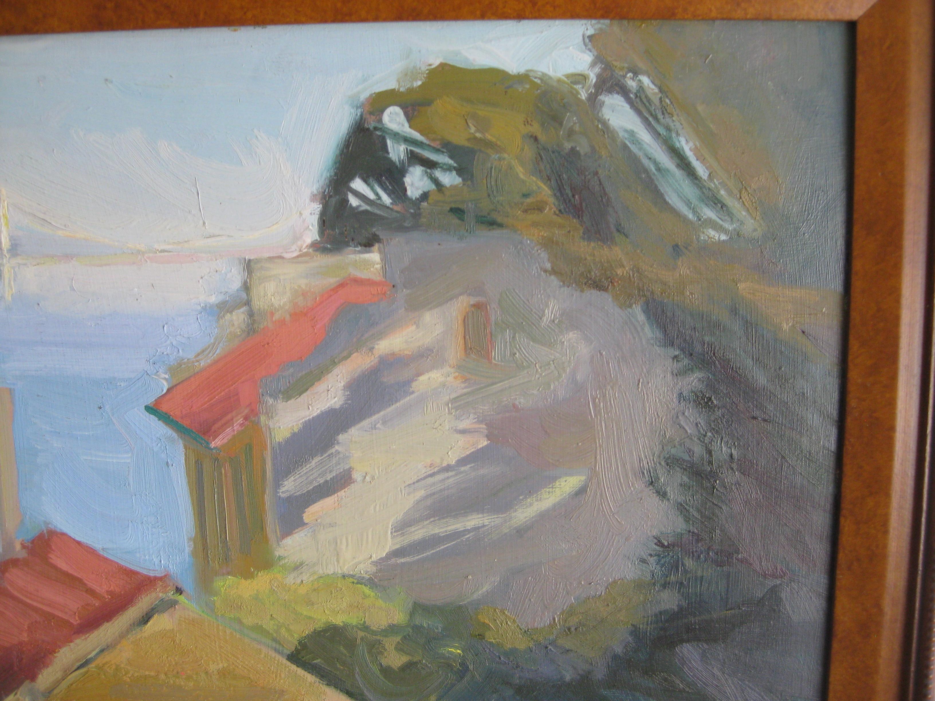 Jeanette Le Grue Impressionist Oil Painting of San Francisco Oakland Bay Bridge For Sale 1