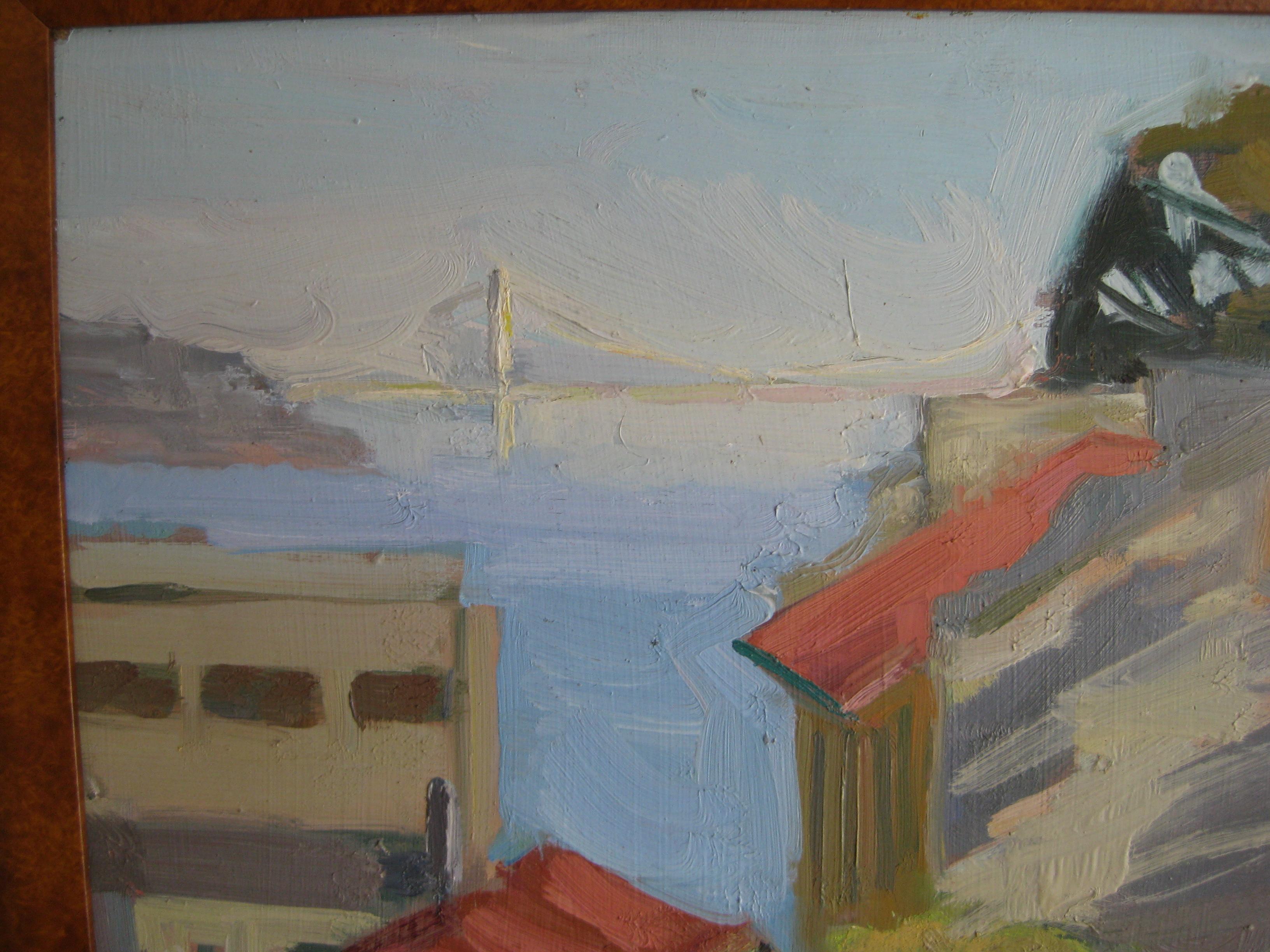 Jeanette Le Grue Impressionist Oil Painting of San Francisco Oakland Bay Bridge For Sale 3